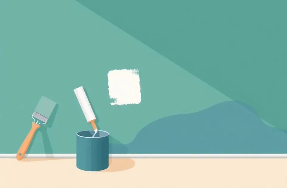 Outils de peinture disposés dans l'ordre des étapes du chantier