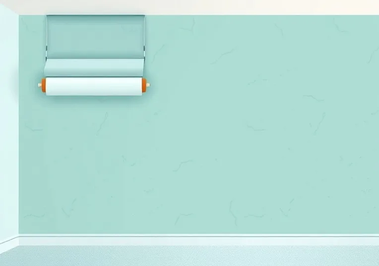 Pose de papier peint, rouleau et brosse à maroufler